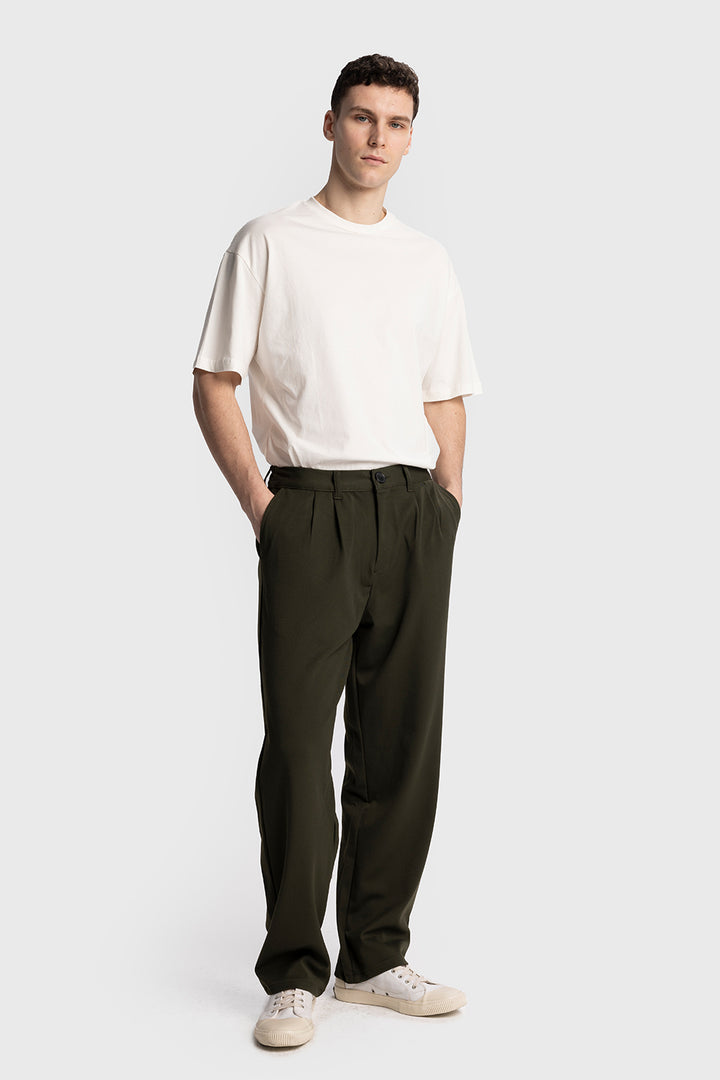 Giesto Pantalon fluide plissé - Kaki