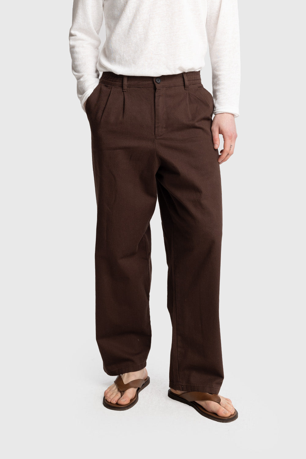 Giesto Pantalon en gabardine plissé - Bleu marine