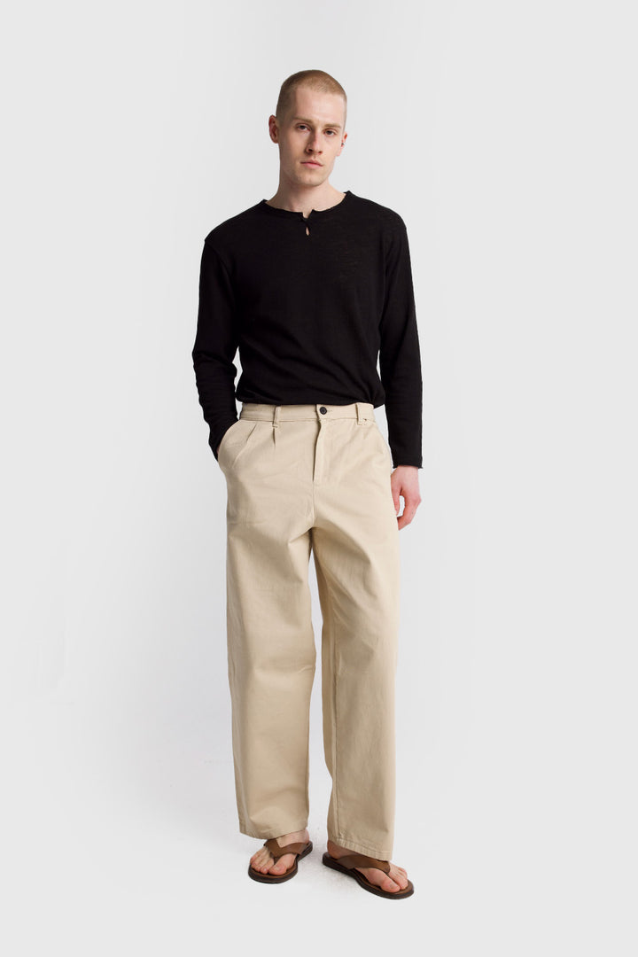 Giesto Pantalon en gabardine plissé - Bleu marine