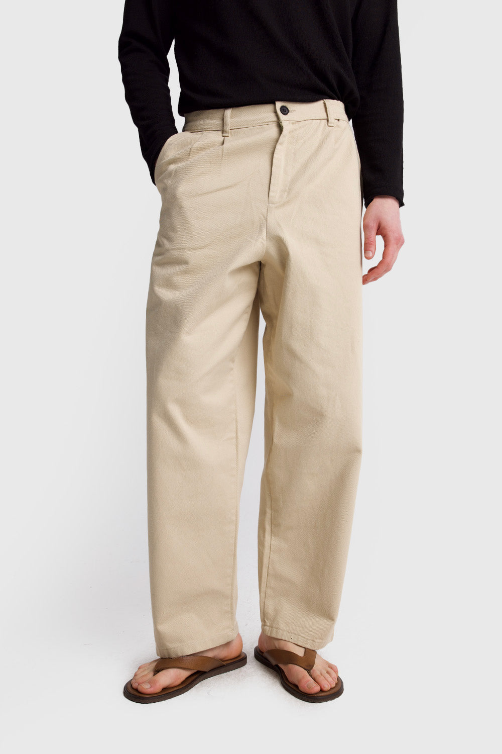 Giesto Pantalon en gabardine plissé - Bleu marine