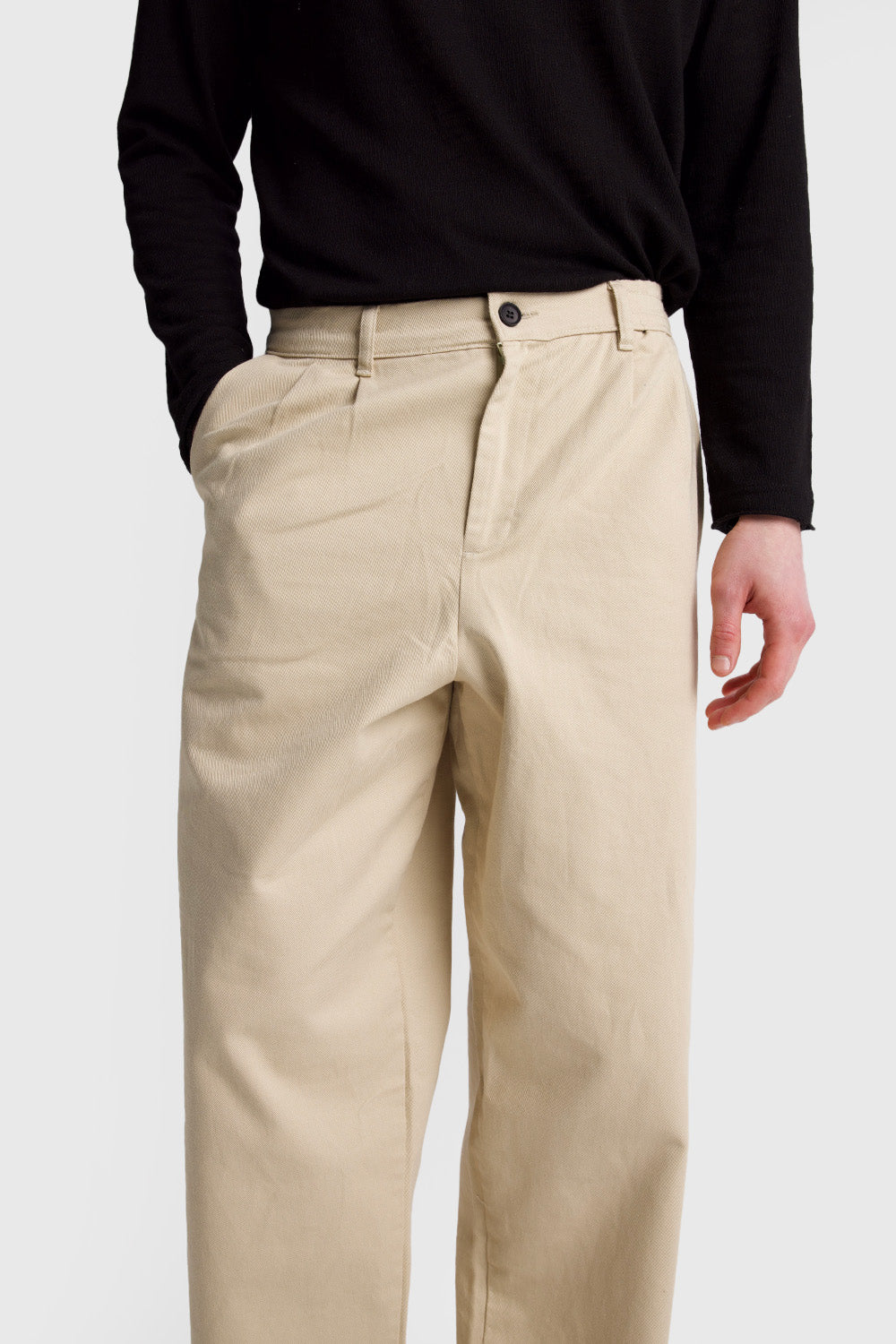 Giesto Pantalon en gabardine plissé - Noir