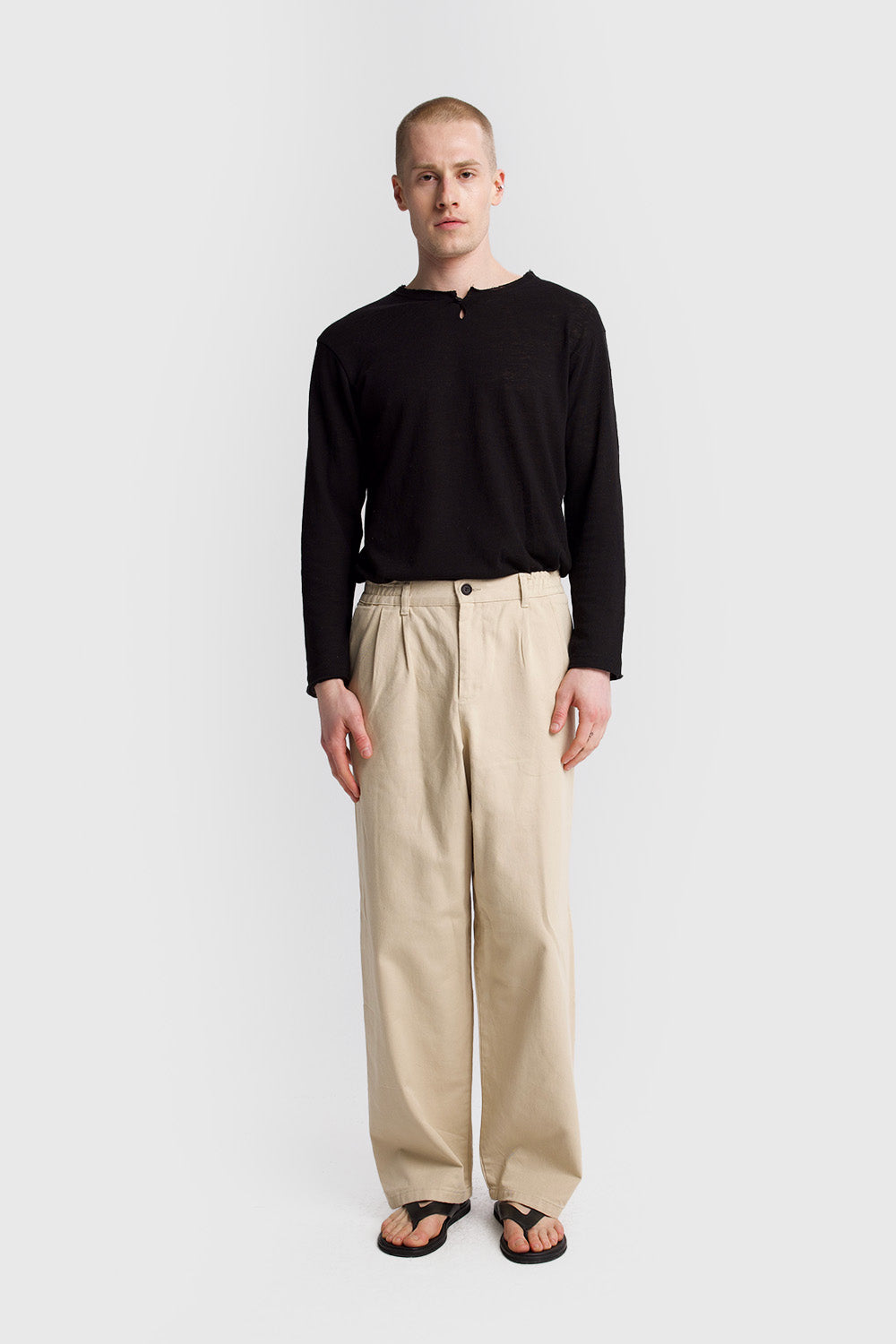 Giesto Pantalon en gabardine plissé - Bleu marine