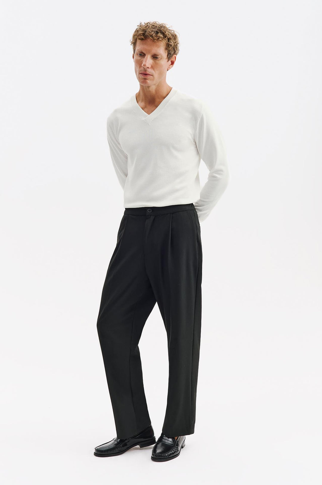 Giesto Pantalon classique pour homme noir plissé - Noir
