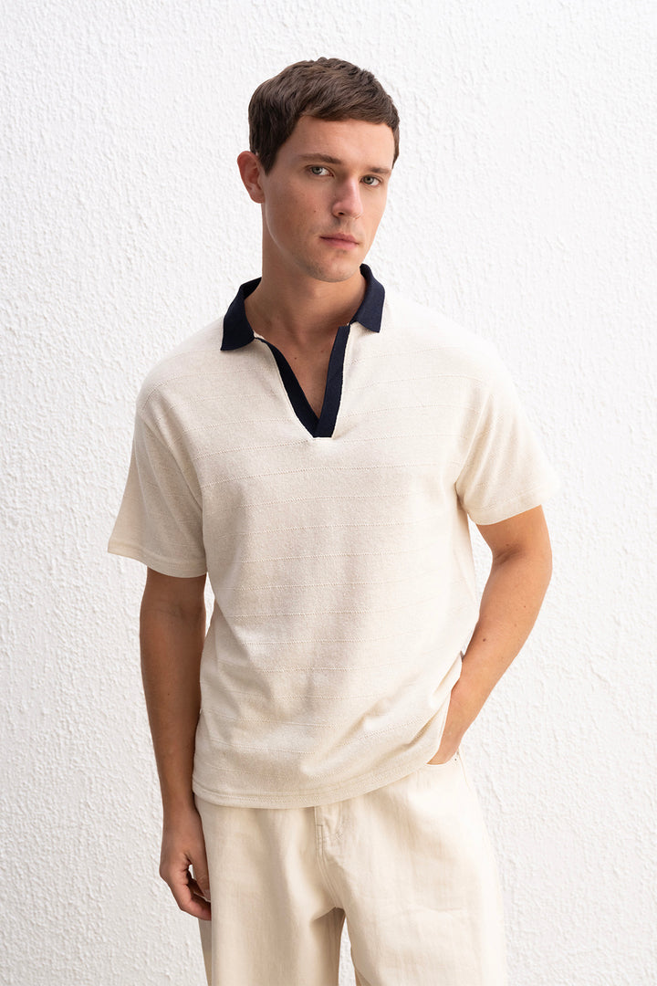 Giesto T-shirt beige à col polo - Beige