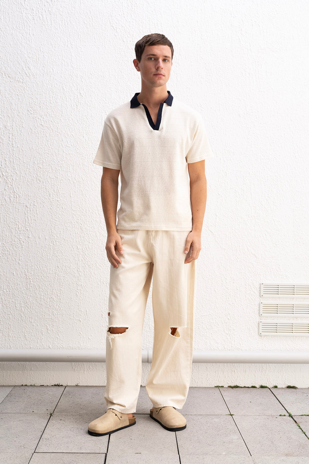 Giesto T-shirt beige à col polo - Beige