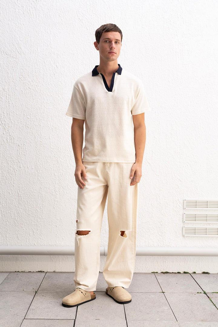 Giesto T-shirt beige à col polo - Beige