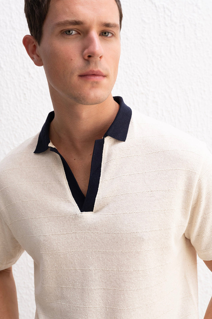 Giesto T-shirt beige à col polo - Beige