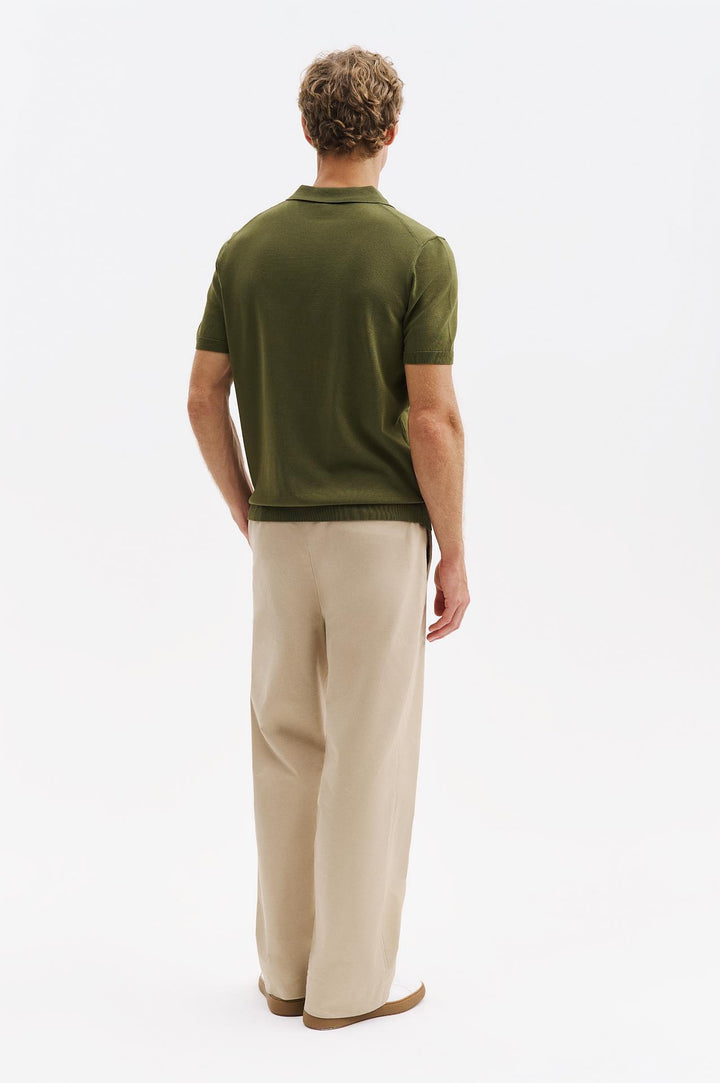 Giesto T-shirt en tricot à col polo kaki - Kaki