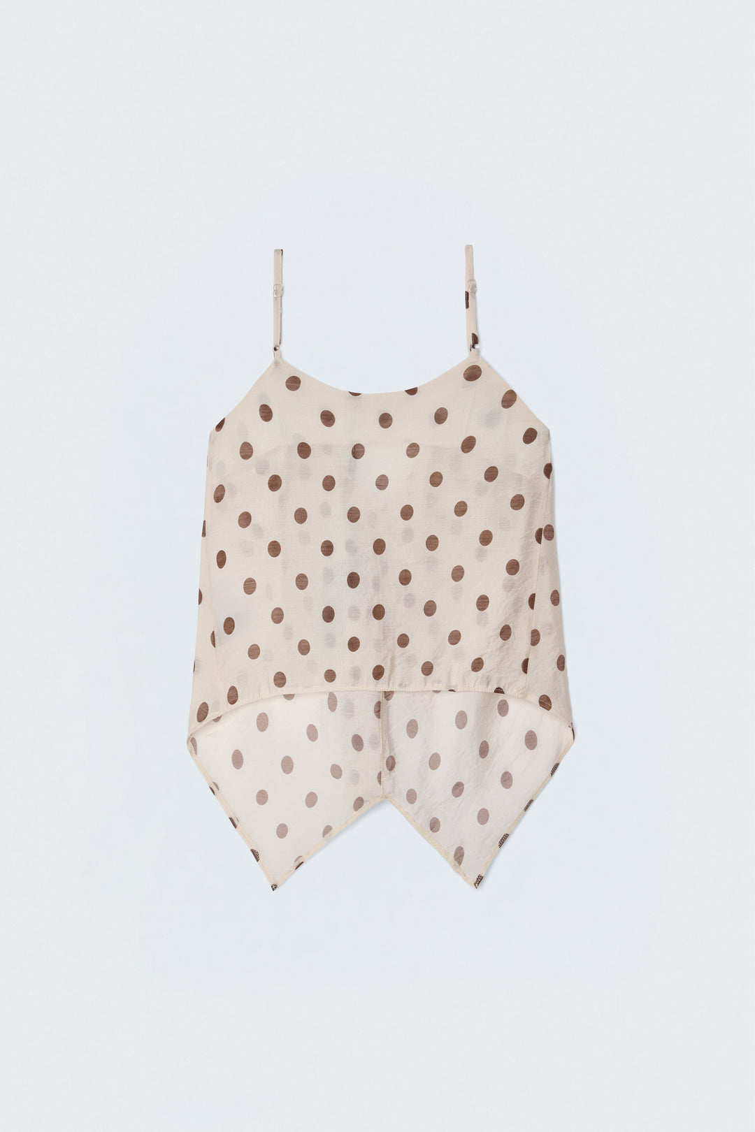 Sateen Blouse à Pois Débardeur Volant - Beige
