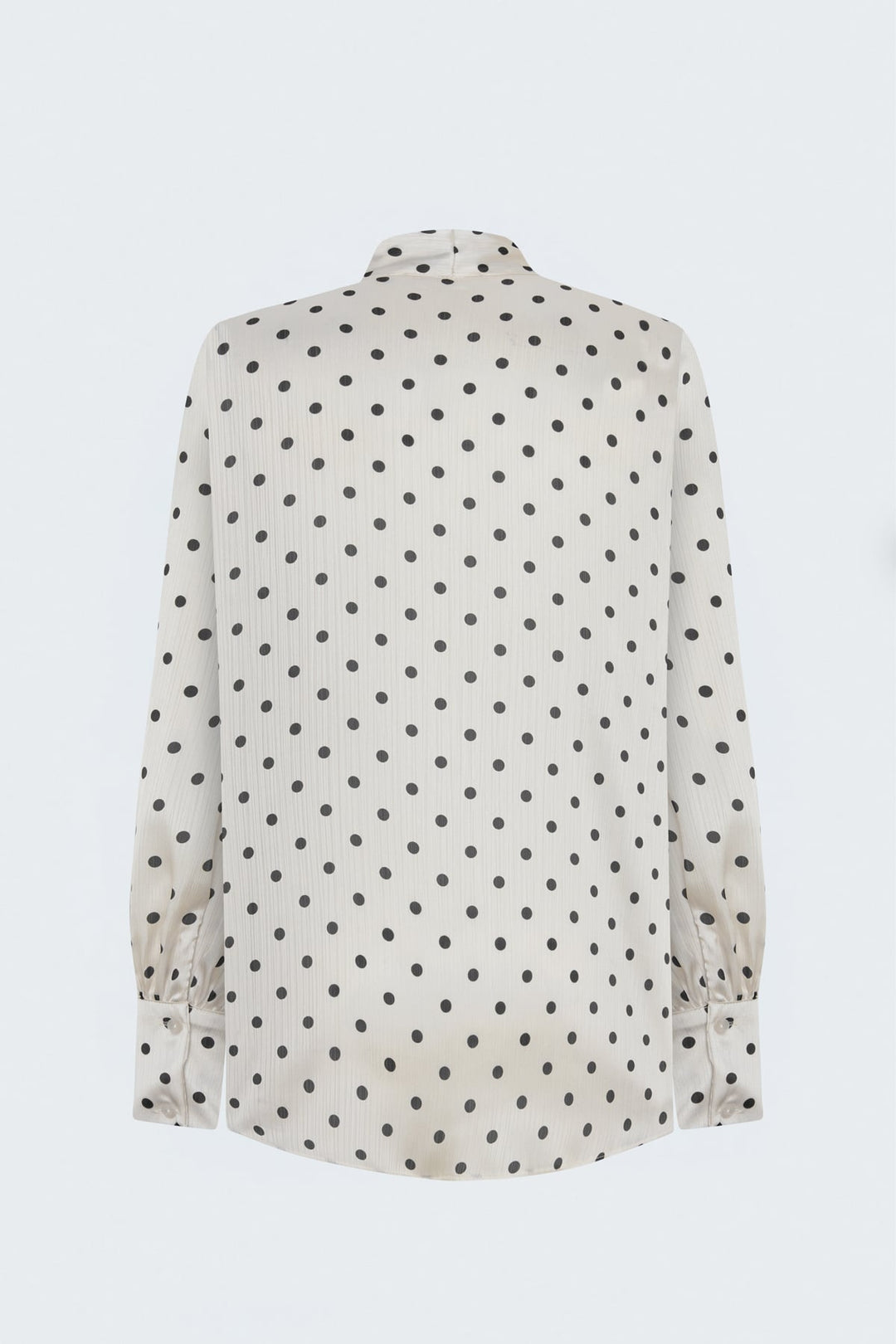 Sateen Chemise à Motif à Pois avec Foulard - Écru-Noir