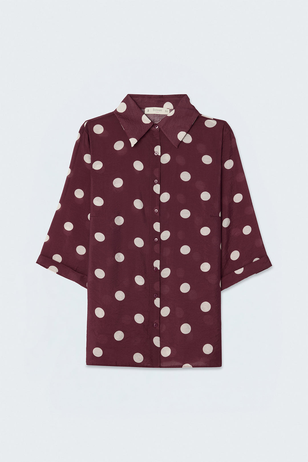 Sateen Chemisier à motifs pois - Bordeaux
