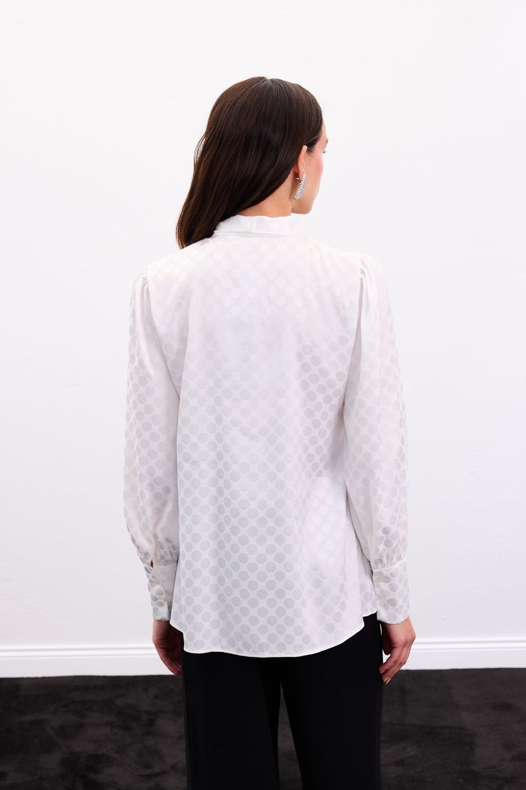 Sateen Chemise à Pois - Écru