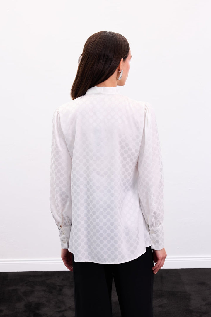 Sateen Chemise à Pois - Écru