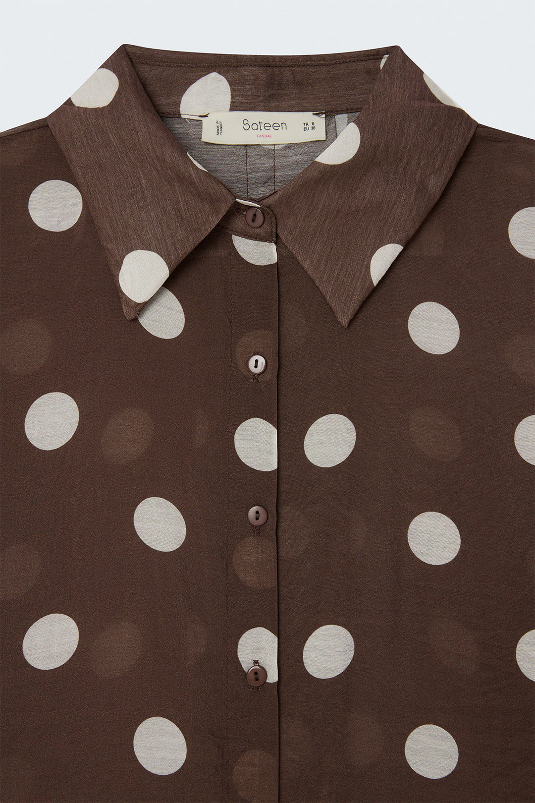 Sateen Chemise à Pois - Marron