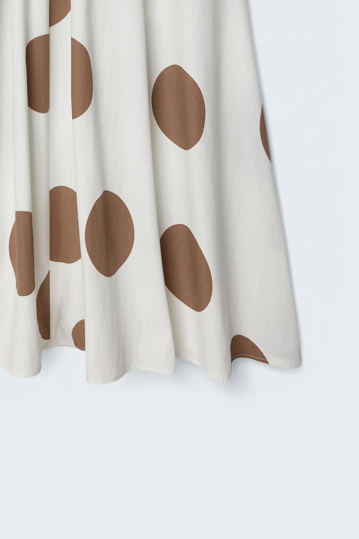 Sateen Jupe en popeline à pois - Écru