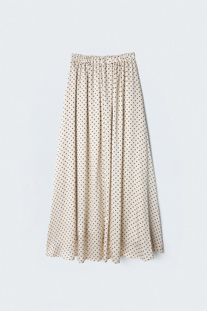 Sateen Jupe Longue à Pois - Beige