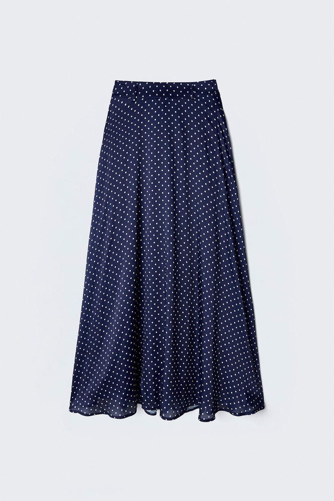 Sateen Jupe Longue à Pois - Bleu marine