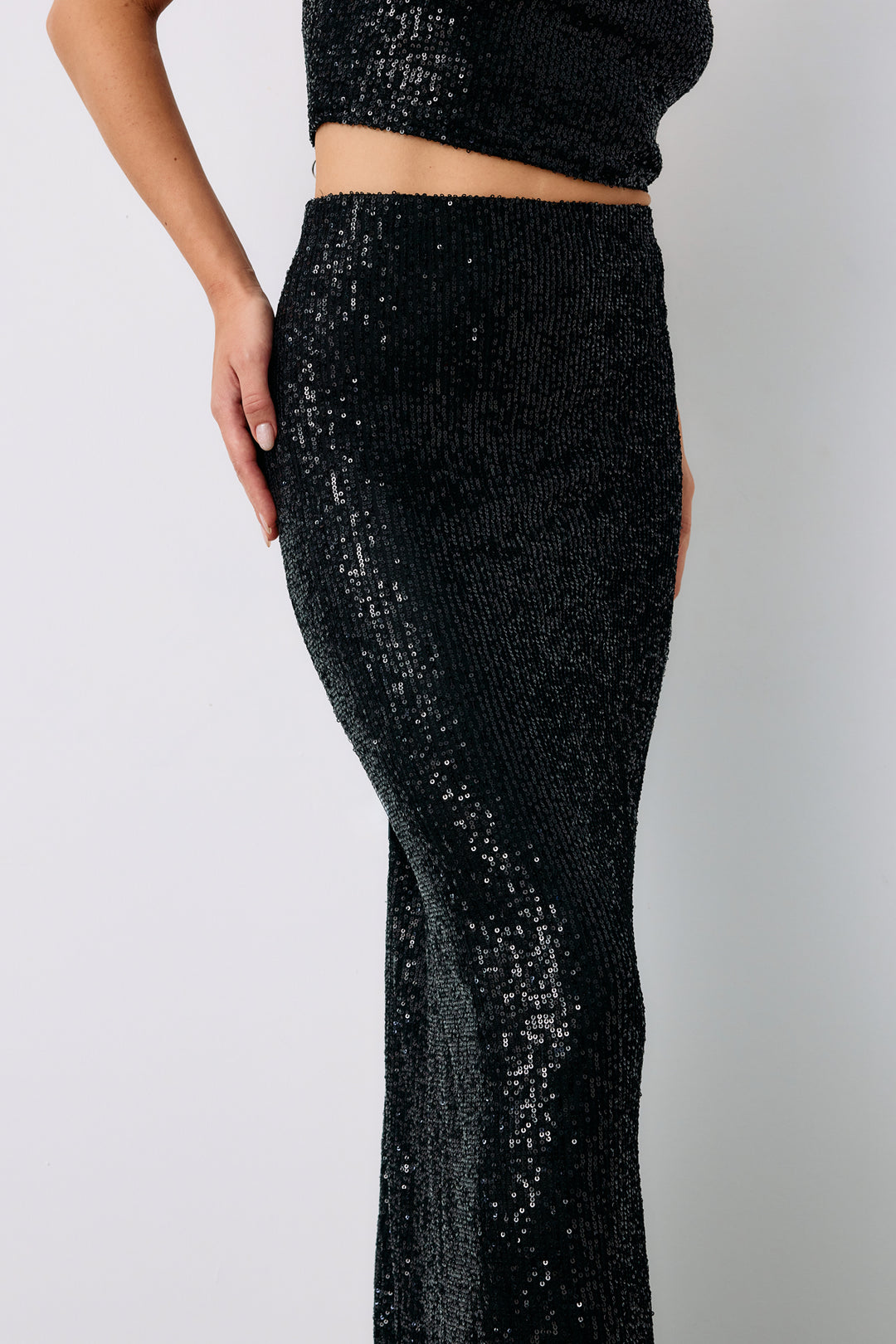 Sateen Jupe midi Karolin - Noir