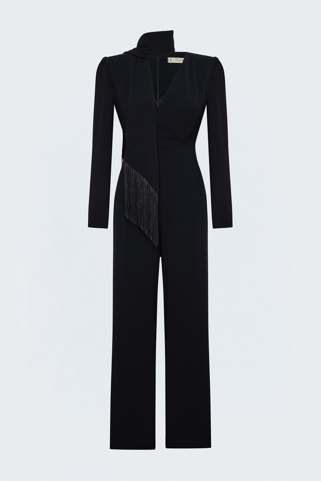 Sateen Combinaison en Crêpe avec Franges - Noir