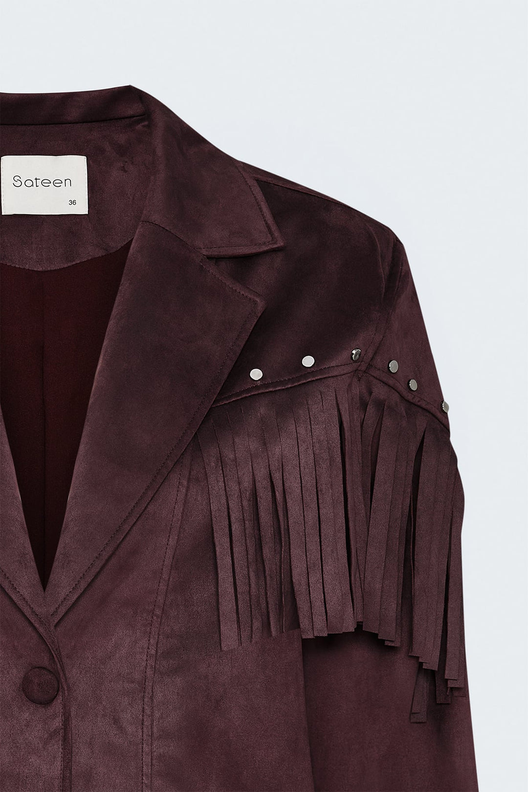 Sateen Veste en suède à franges - Bordeaux