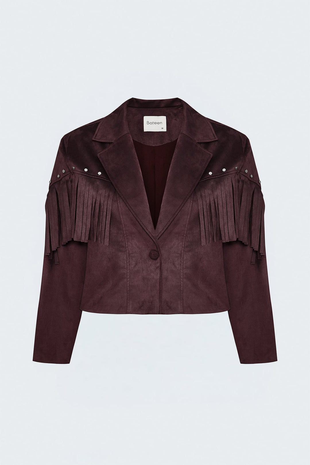 Sateen Veste en suède à franges - Bordeaux