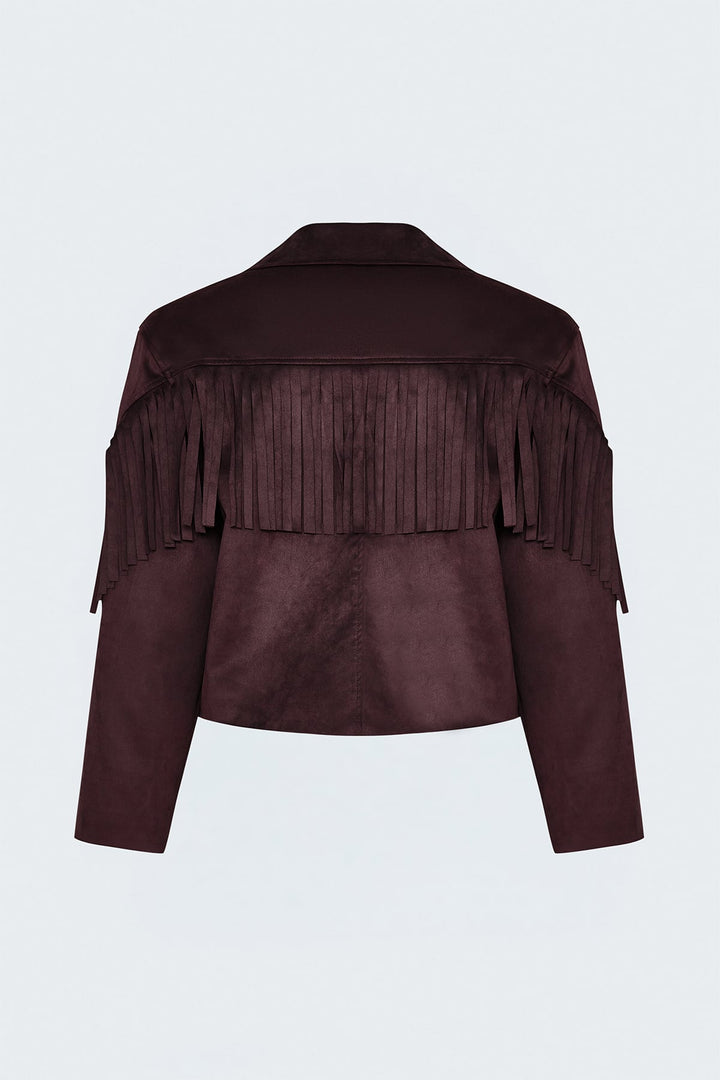 Sateen Veste en suède à franges - Bordeaux