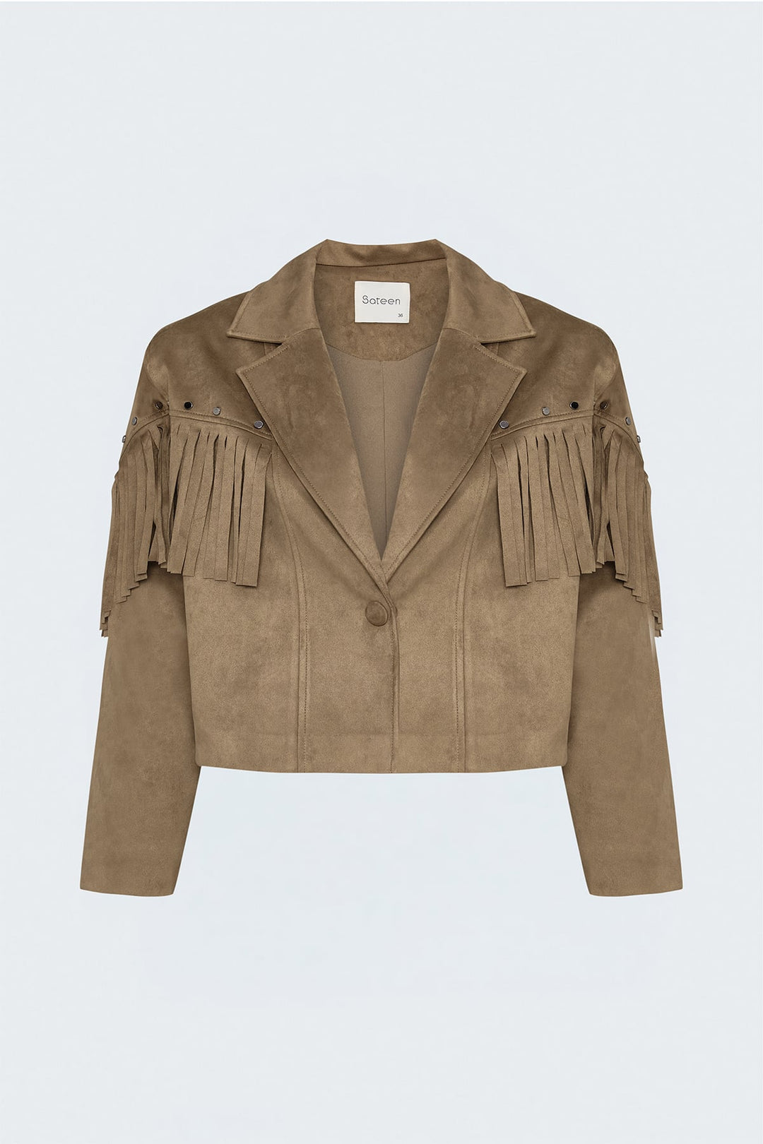 Sateen Veste en suède à franges - Camel