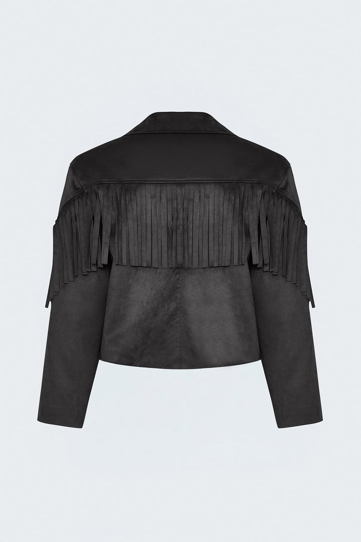 Sateen Veste en daim à franges - Marron