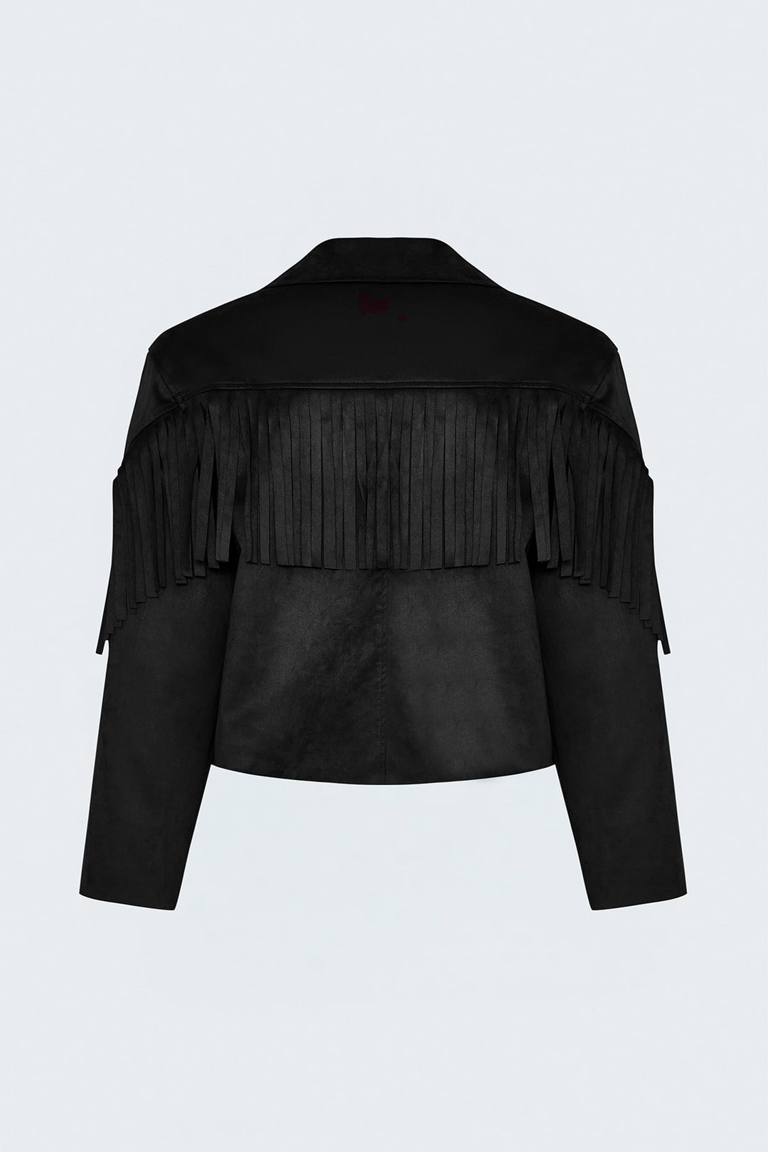 Sateen Veste en suède à franges - Noir