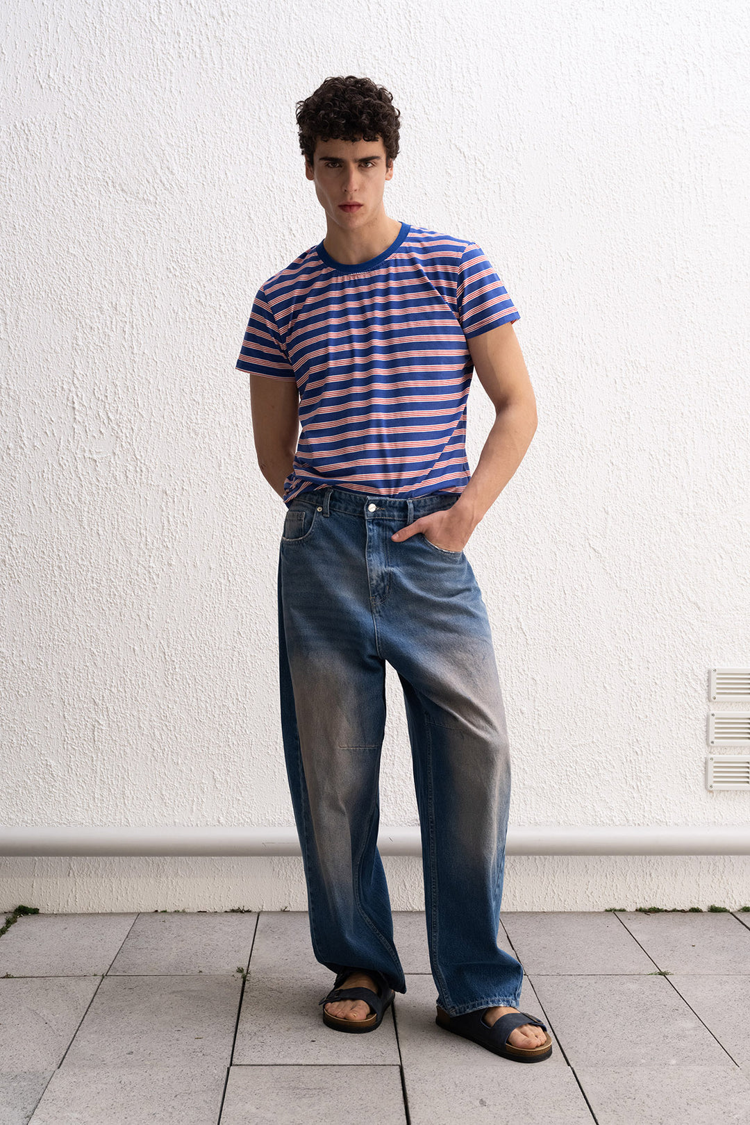 Giesto T-Shirt Bleu Rayé Coupe Ample - Bleu saphir