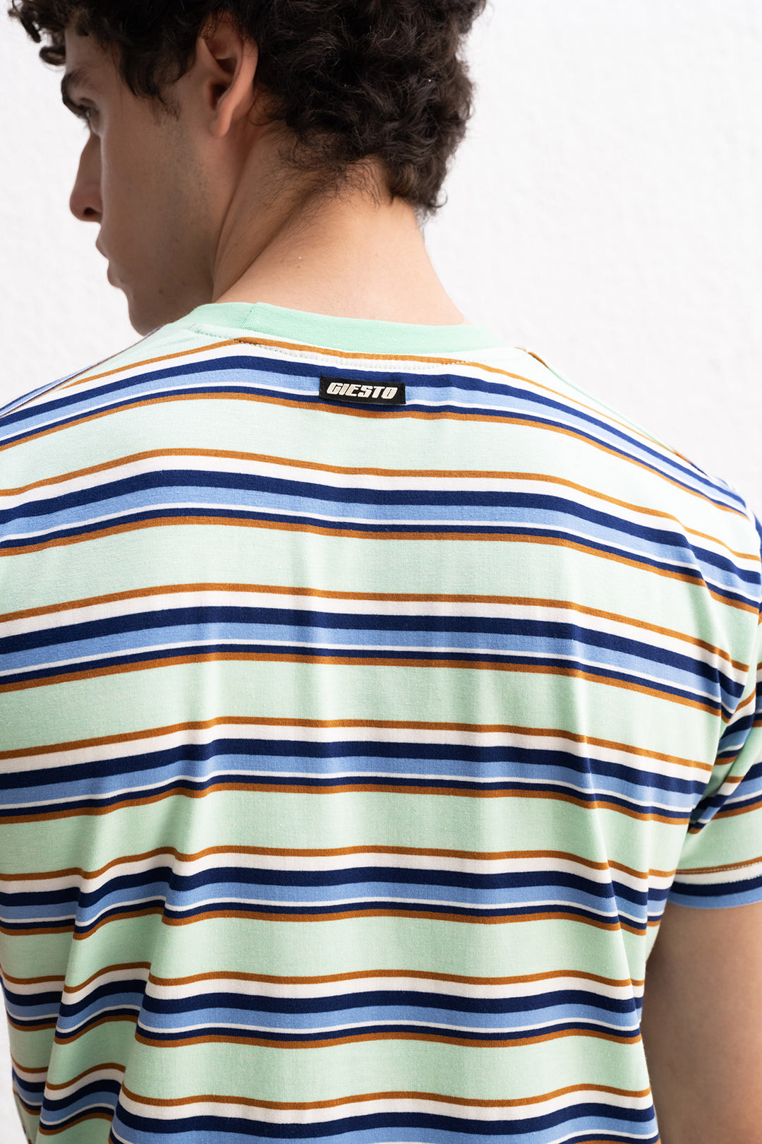 Giesto T-Shirt Mint Rayé Coupe Ample - Menthe