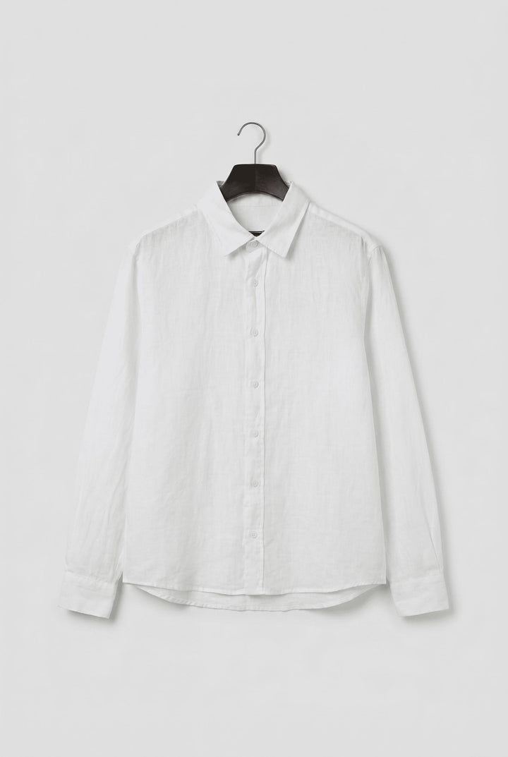Giesto Chemise en lin blanche Regular Fit - Blanc