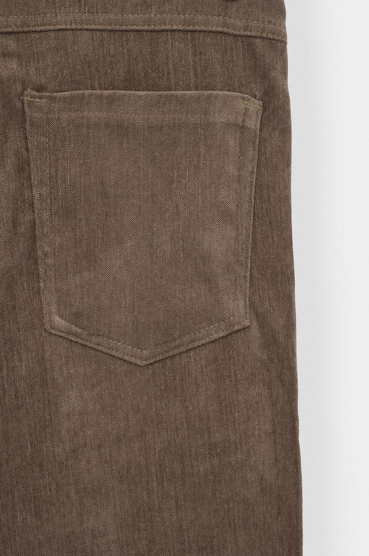 Giesto Pantalon en Velours Côtelé Tabac Regular Fit - Tabac