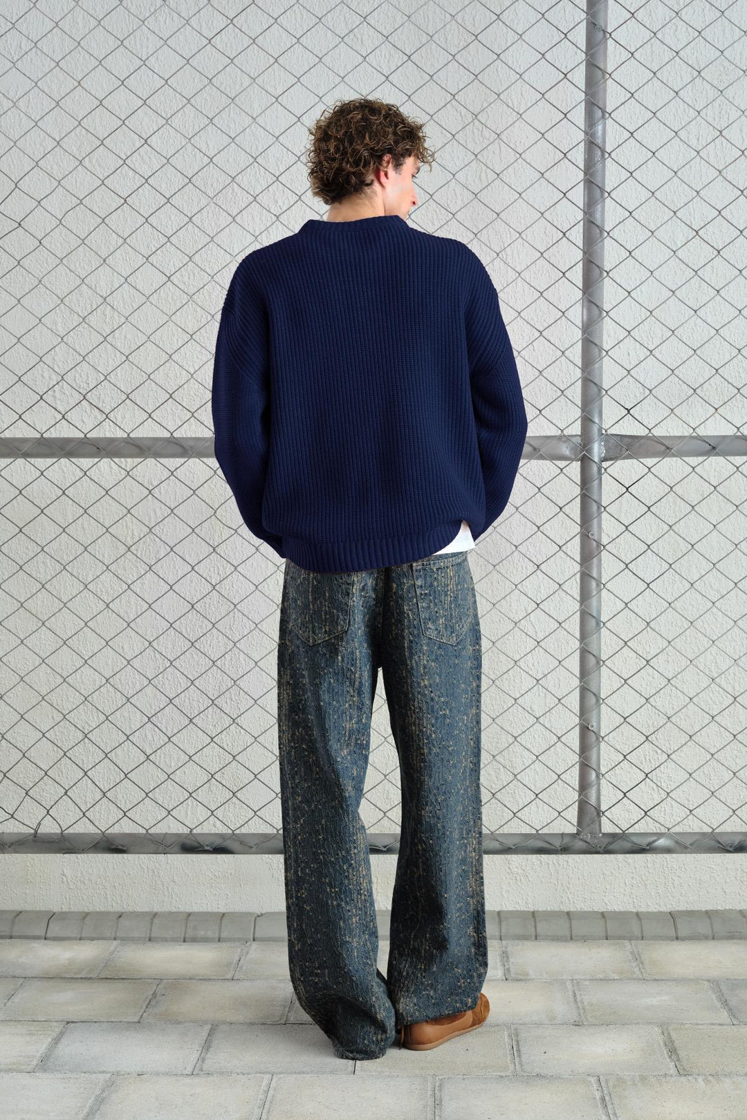 Giesto Pull tricoté bleu marine à coupe ample et texturé - Bleu marine