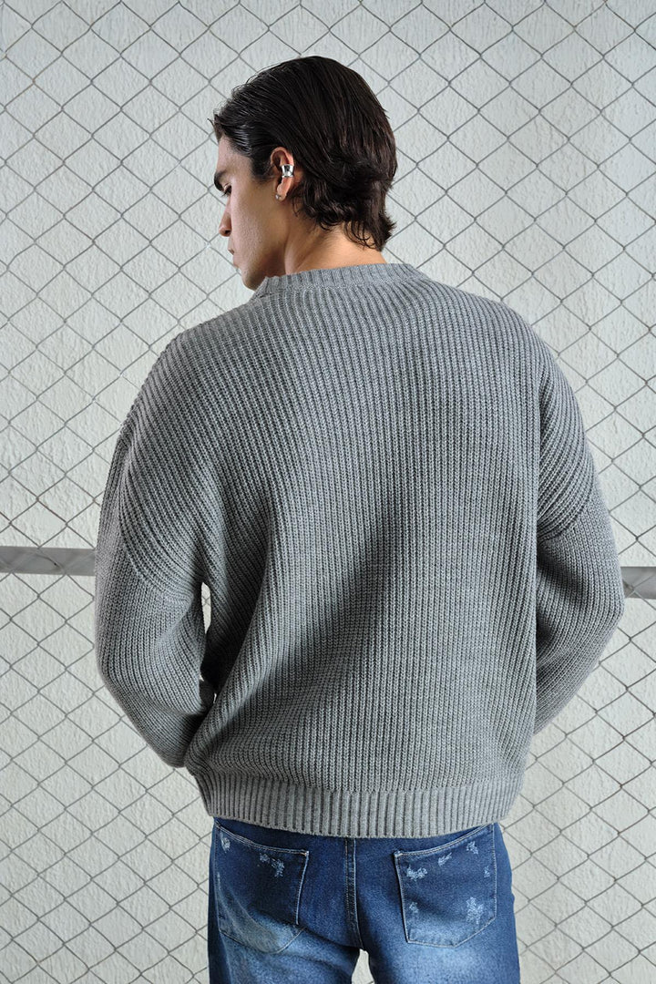 Giesto Pull tricoté gris à coupe ample et texturé - Gris