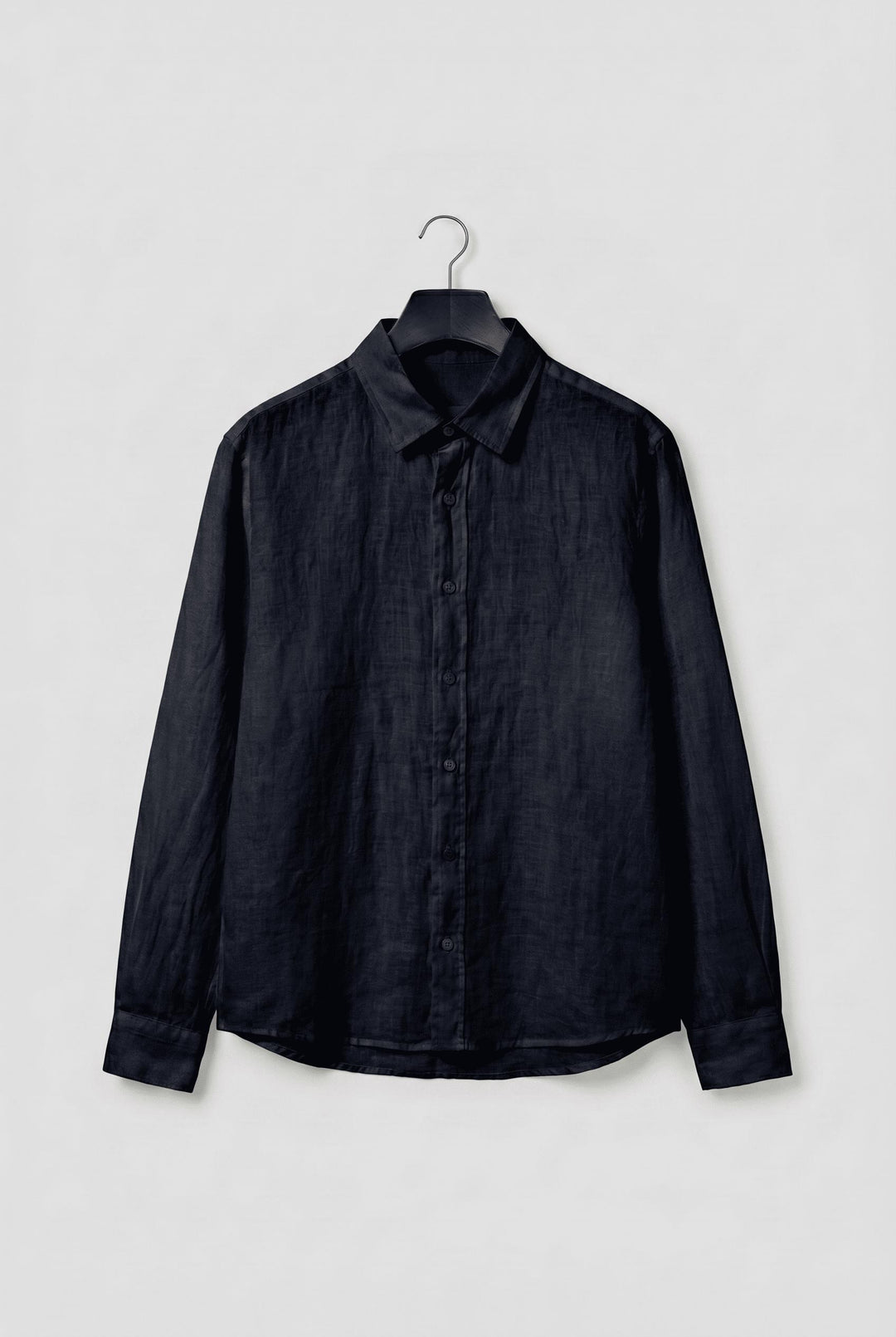 Giesto Chemise en lin noir Regular Fit - Noir