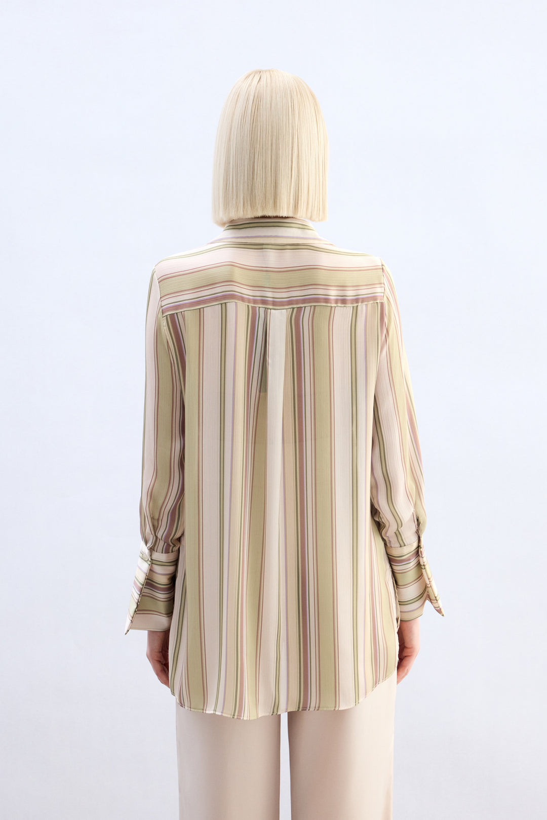 Sateen Chemise à rayures colorées - yag Vert