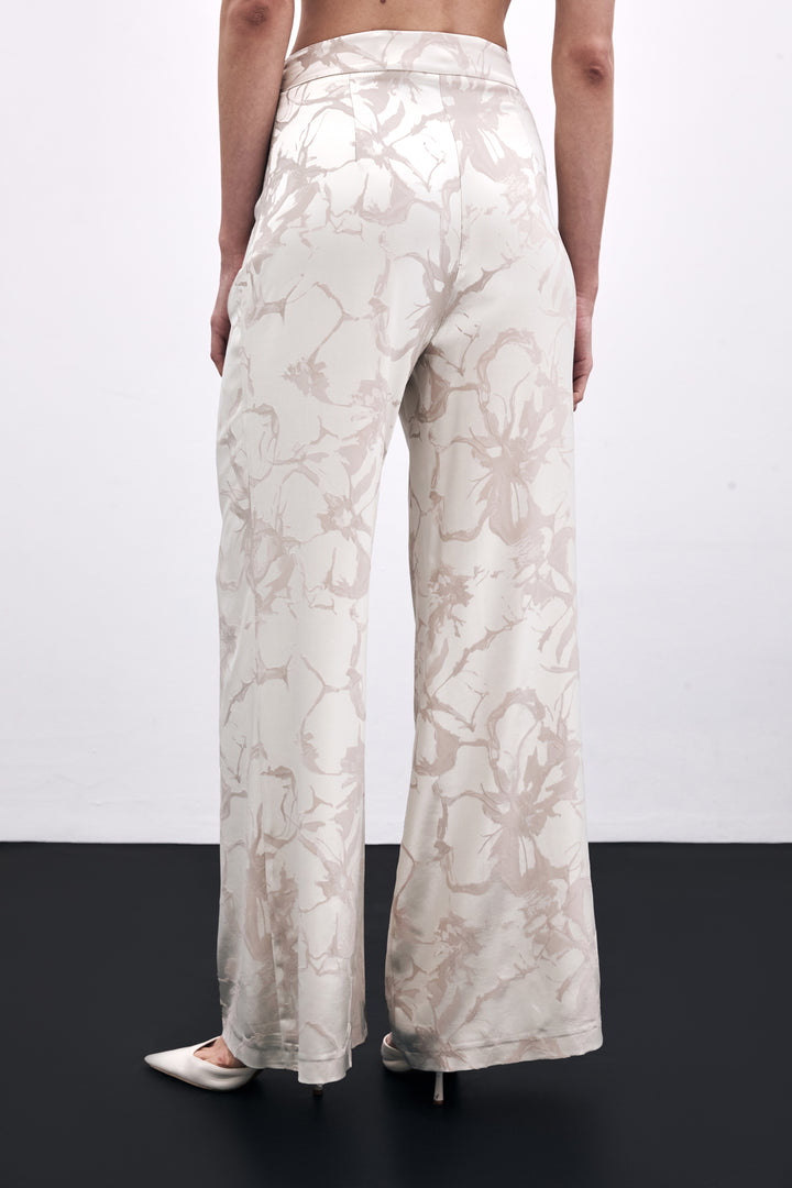 Sateen Pantalon Jacquard Coloré - Beige