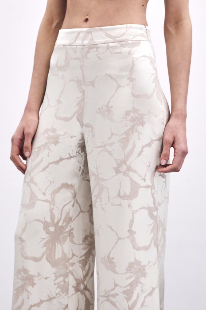 Sateen Pantalon Jacquard Coloré - Beige