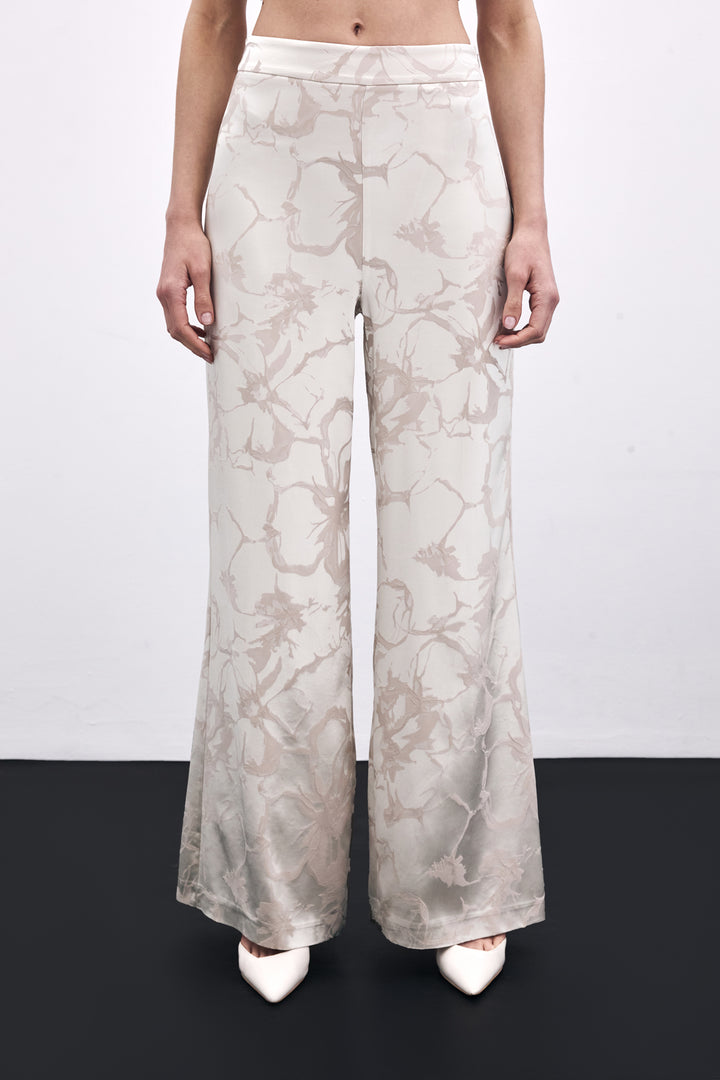 Sateen Pantalon Jacquard Coloré - Beige