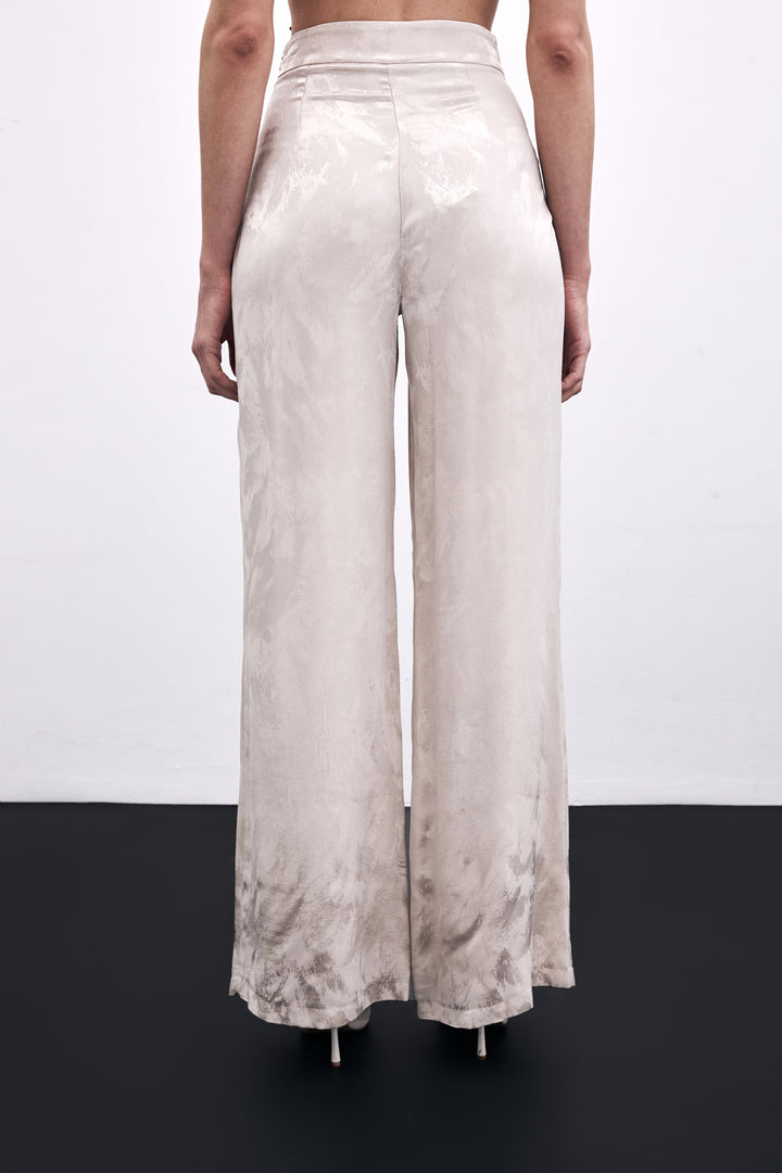 Sateen Pantalon Jacquard Coloré - Poudre