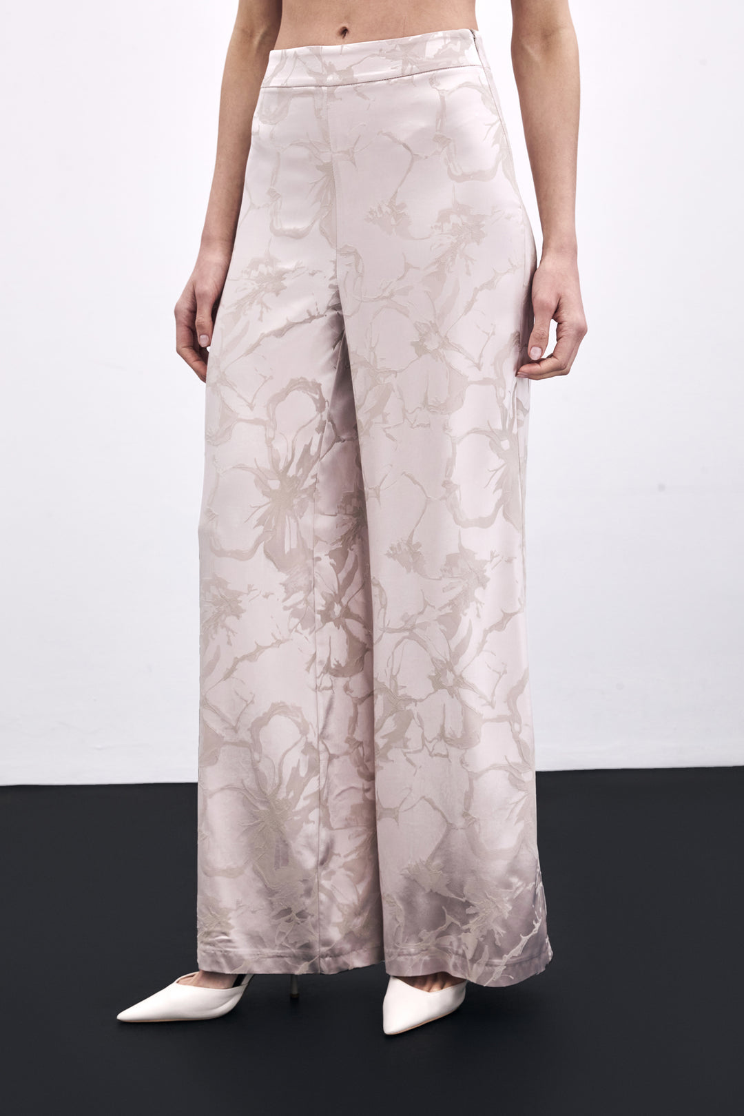 Sateen Pantalon Jacquard Coloré - Poudre