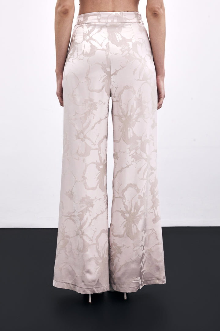 Sateen Pantalon Jacquard Coloré - Poudre