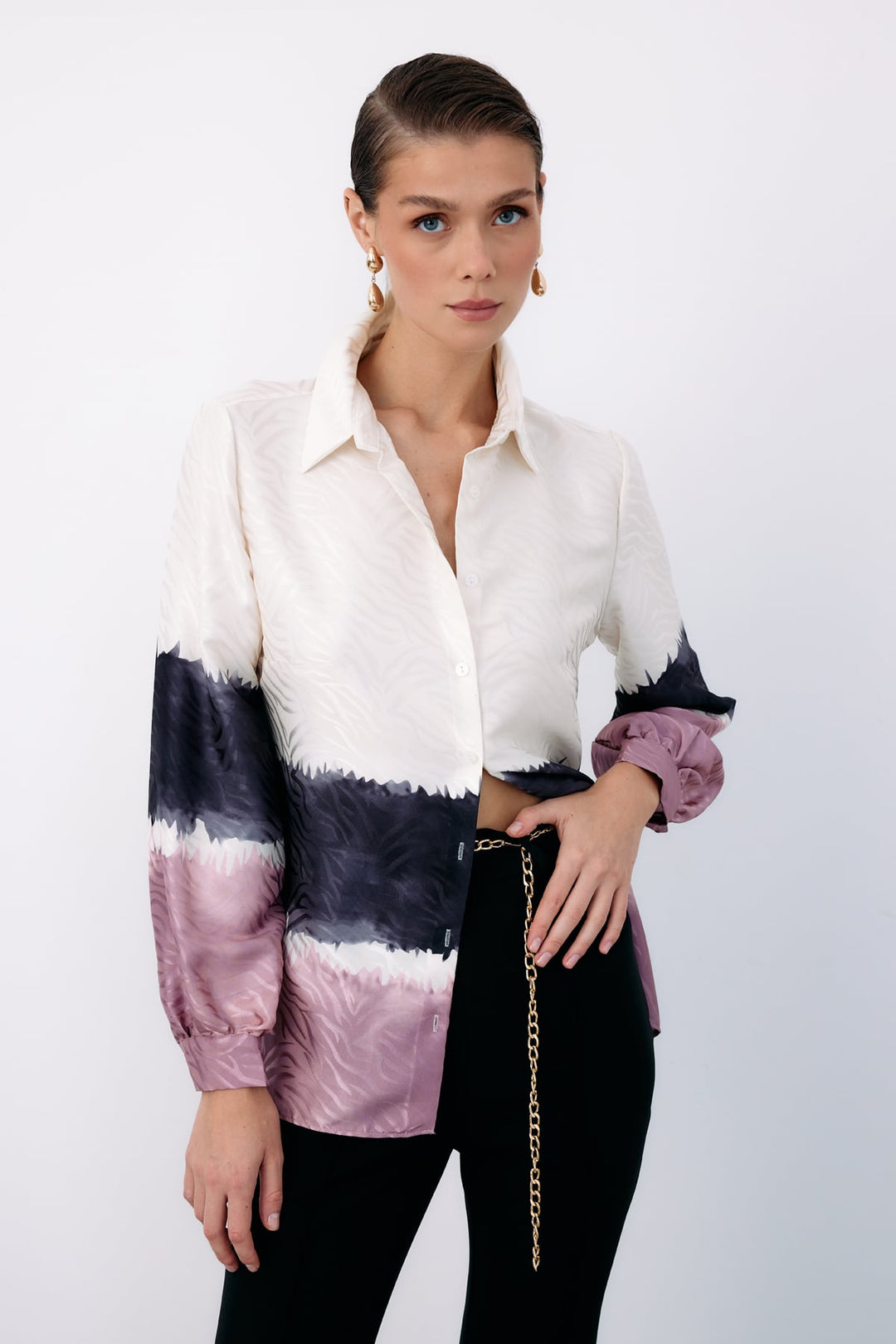Sateen Chemise Classique Colorée - Poudre