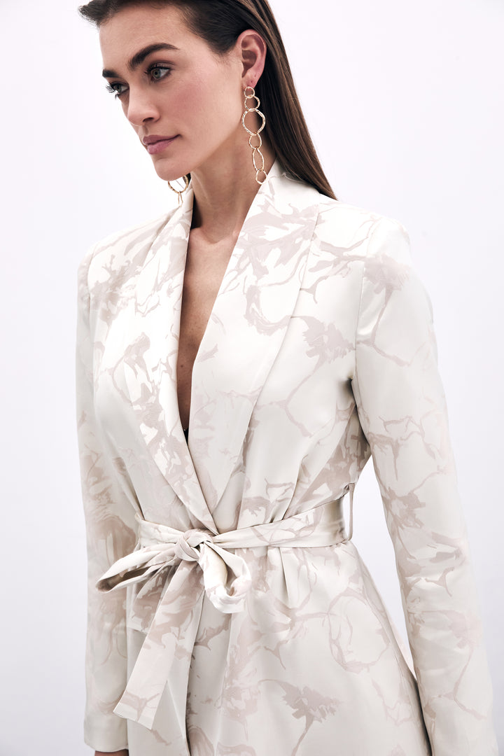 Sateen Veste Longue Imprimée - Beige