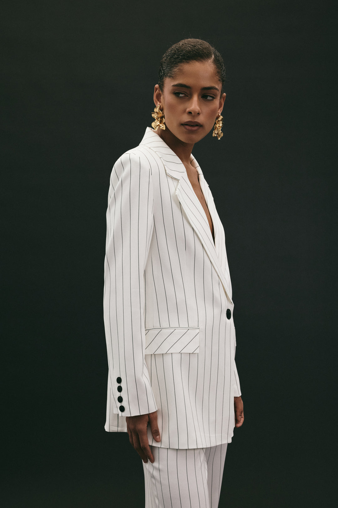 Sateen Veste rayée Rina - Écru