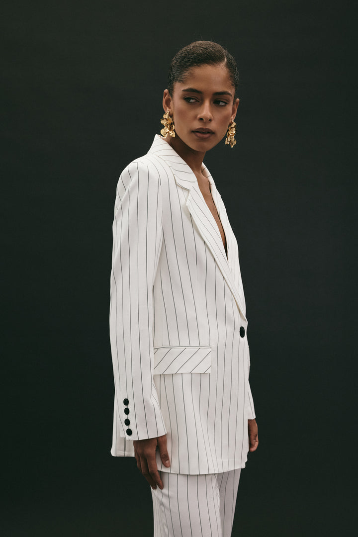 Sateen Veste rayée Rina - Écru
