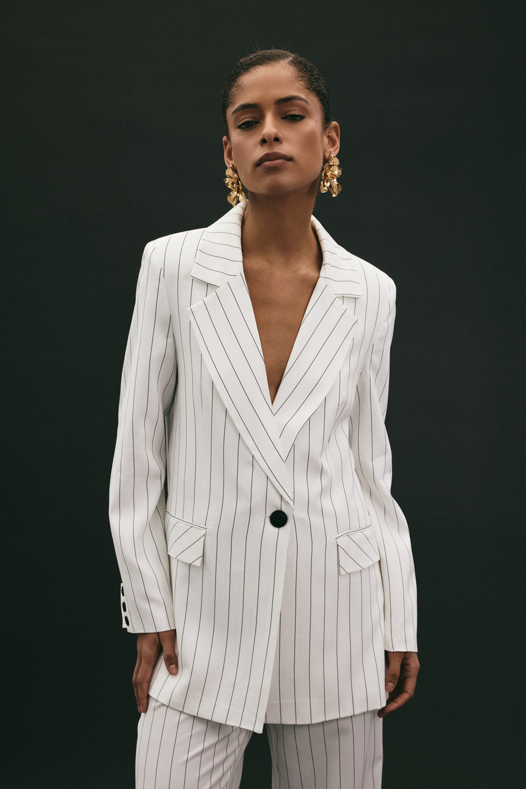 Sateen Veste rayée Rina - Écru