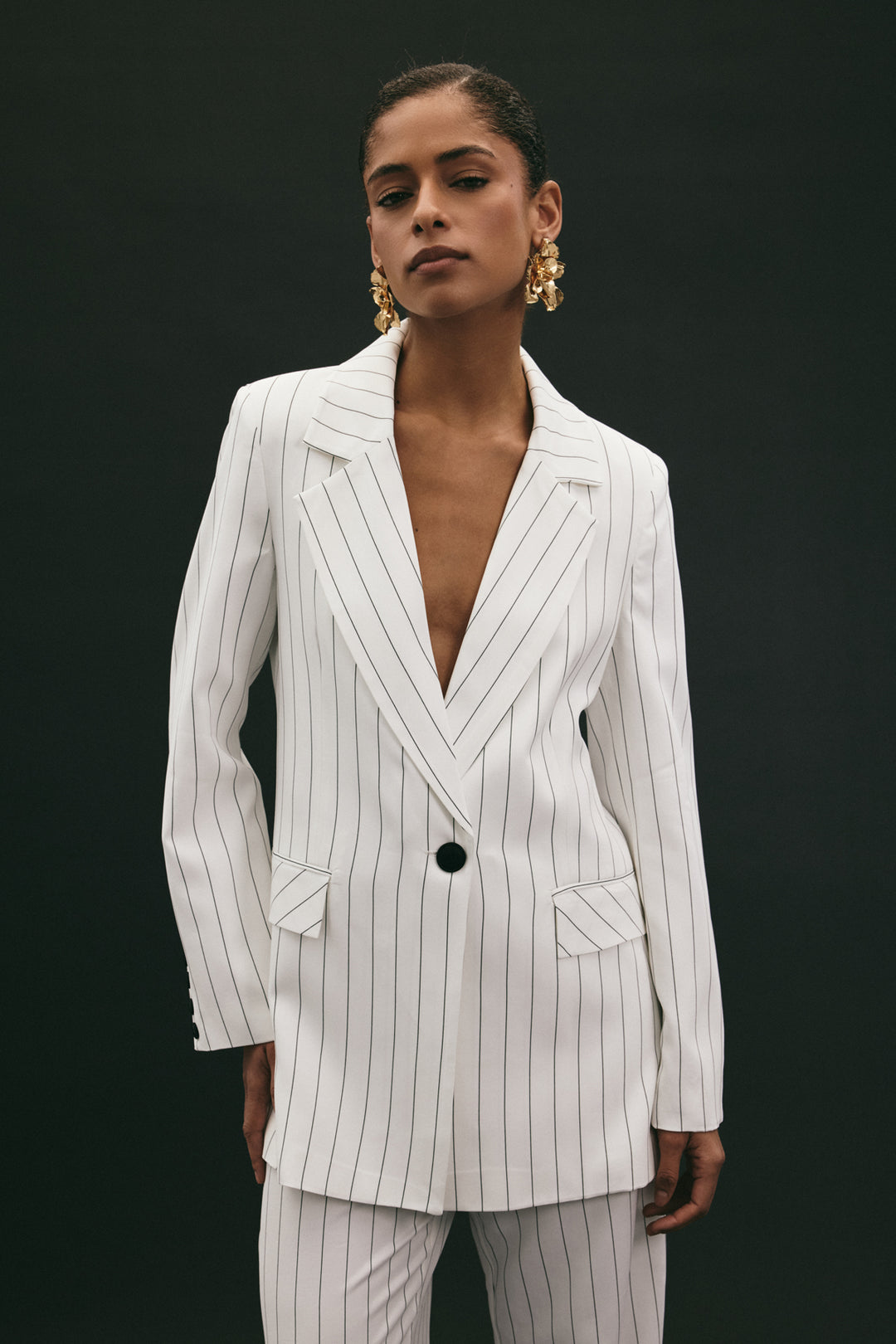 Sateen Veste rayée Rina - Écru