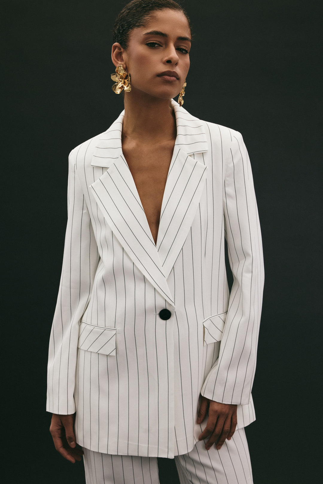 Sateen Veste rayée Rina - Écru